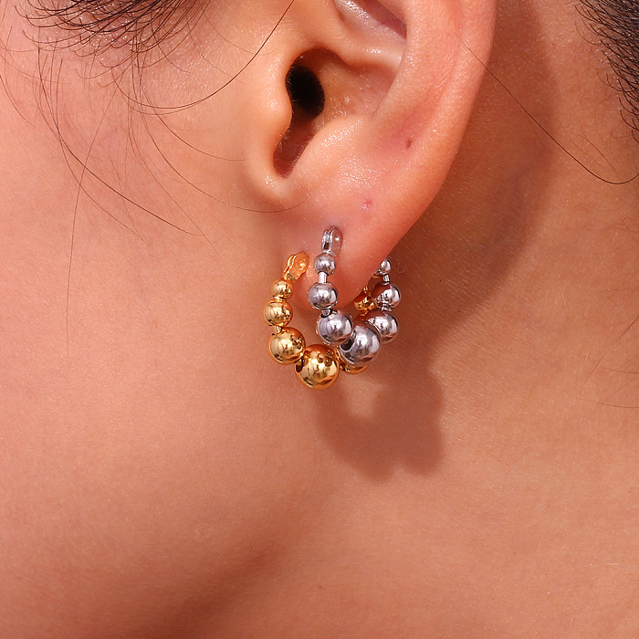 1 Paar einfache, klassische Ohrringe aus Edelstahl mit geometrischer Beschichtung und 18-Karat-Vergoldung