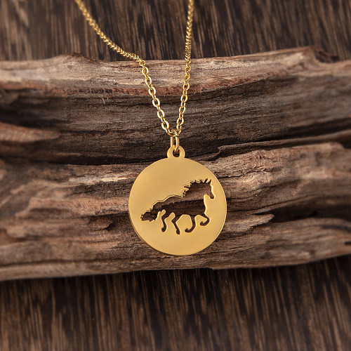 Simple Style Horse Stainless Steel  Hollow Out Pendant Necklace 1 Piece
