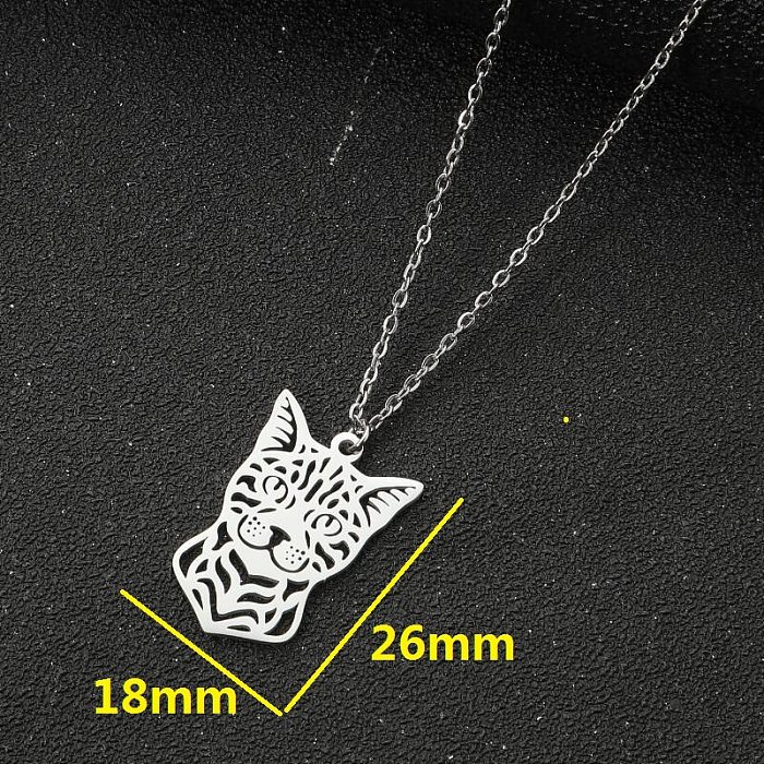 1 pièce mode coeur forme renard Lion en acier inoxydable placage creux pendentif collier