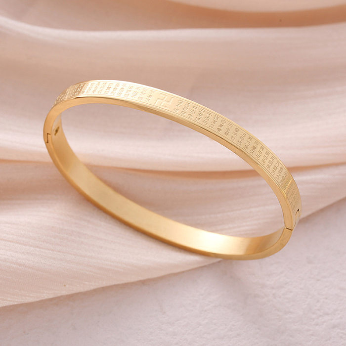 Wholesale Simple Style Solid Color Stainless Steel 18K Gold Plated Bangle