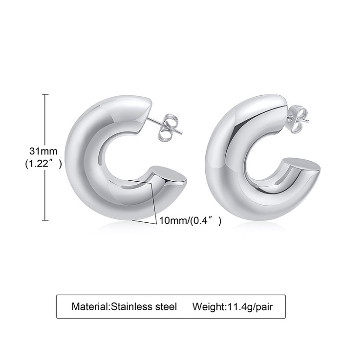 1 زوج بسيط نمط C الشكل الفولاذ المقاوم للصدأ الفولاذ المقاوم للصدأ تصفيح الأذن ترصيع