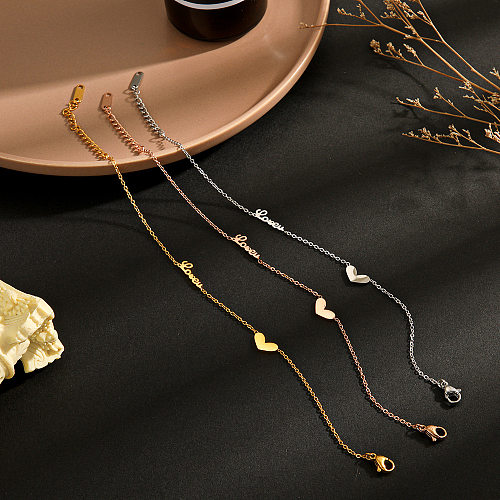 Bracelets en acier titane en forme de cœur de style simple incrustés d'or 1 pièce