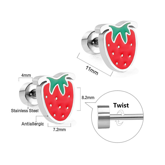 Pastoral Fruit Stainless Steel  Plating Ear Studs 1 Pair
