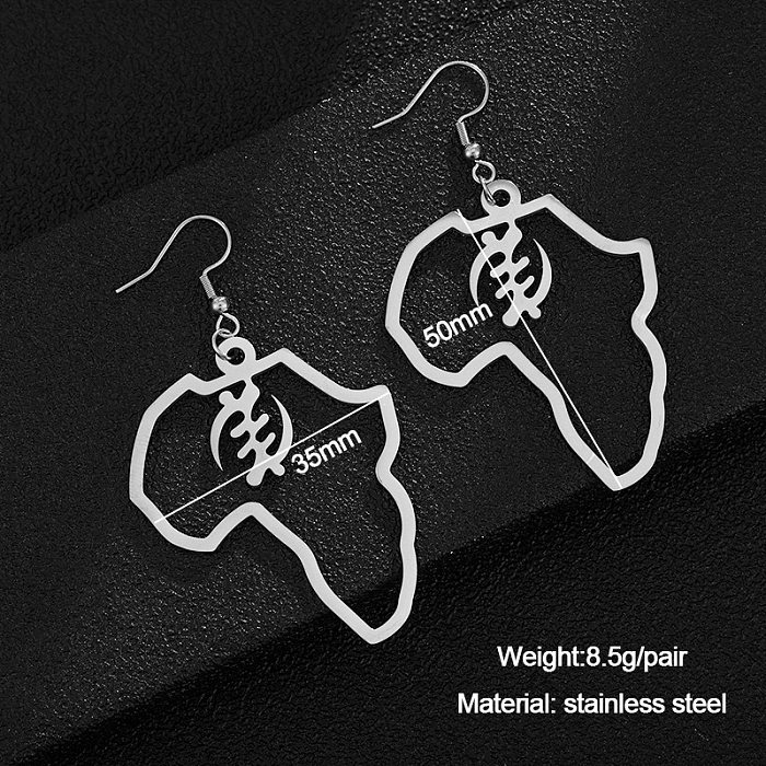New Fashion Simple African Map Shape Pendant Gold Stainless Steel  Earrings