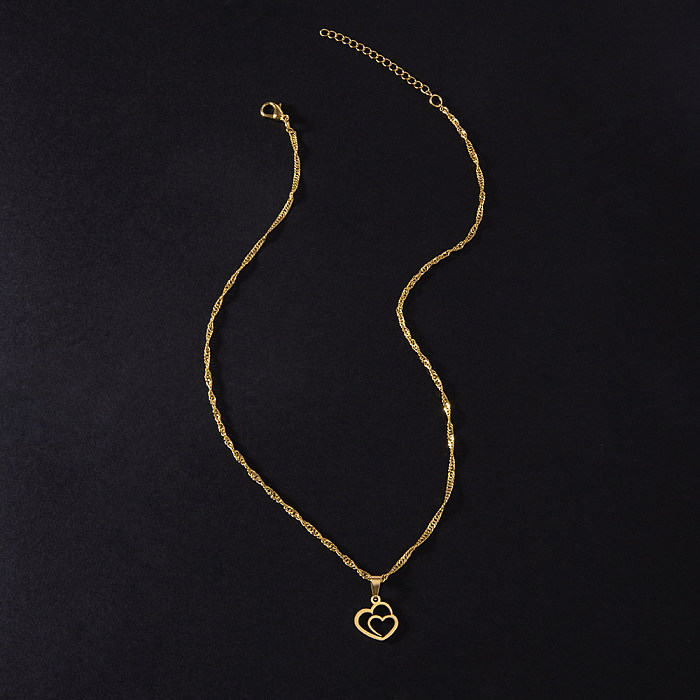 Collier avec pendentif en forme de cœur romantique en acier inoxydable, placage sans incrustation, colliers en acier inoxydable, 1 pièce