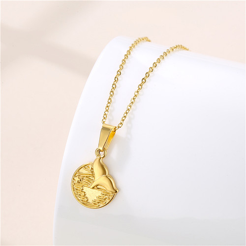 1 Piece Fashion Fish Tail Stainless Steel  Stainless Steel Plating Inlay Zircon Pendant Necklace