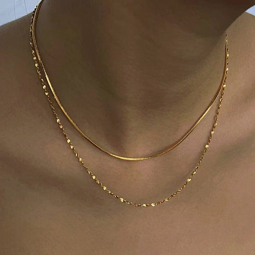 Wholesale Simple Style Solid Color Stainless Steel 18K Gold Plated Necklace