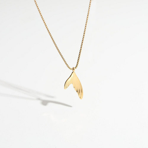 Commute Fish Tail Stainless Steel Plating Gold Plated Pendant Necklace