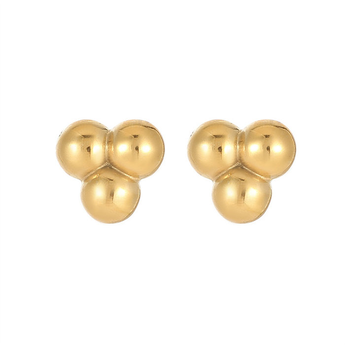 1 Pair Simple Style Ball Patchwork Plating Stainless Steel  White Gold Plated Gold Plated Ear Studs