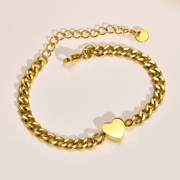 Fashion Heart Shape Stainless Steel Plating Bracelets 1 Piece