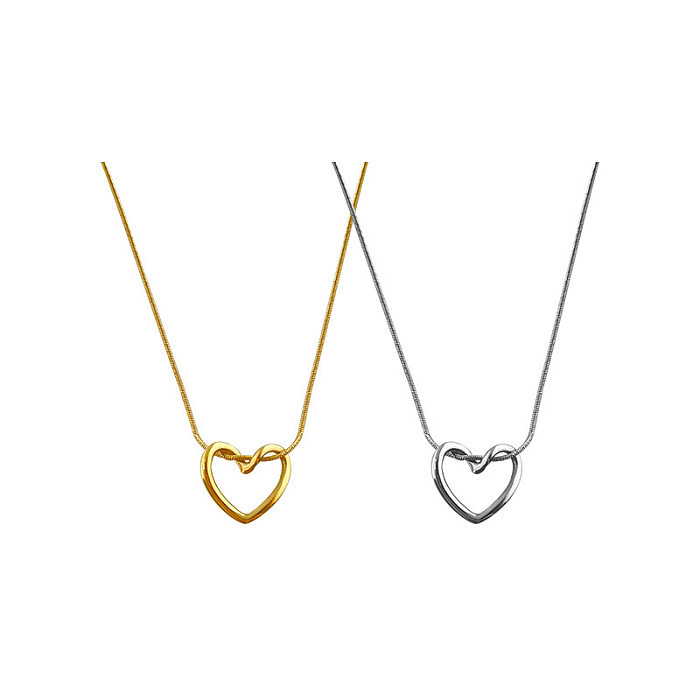 Simple Style Heart Shape Stainless Steel Plating 18K Gold Plated Pendant Necklace