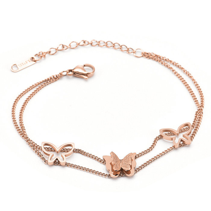 Simple Style Butterfly Titanium Steel Plating 18K Gold Plated Bracelets