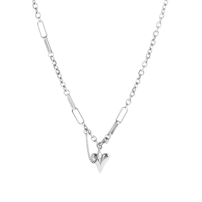 Sweet Simple Style Heart Shape Stainless Steel Plating Chain 18K Gold Plated Pendant Necklace