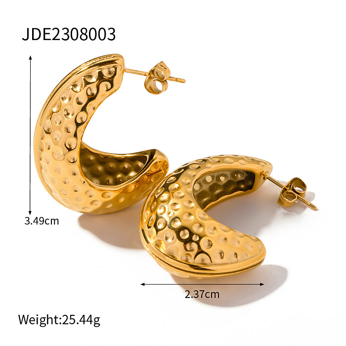 1 Pair IG Style Simple Style C Shape Plating Stainless Steel  18K Gold Plated Ear Studs