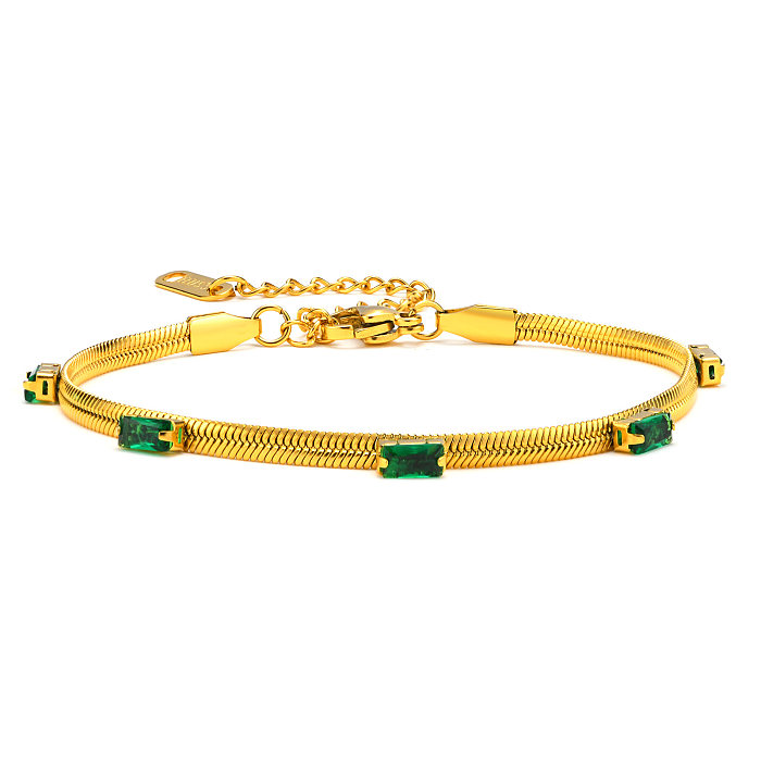 Großhandel mit eleganten, geometrischen Armbändern aus Edelstahl mit 18 Karat vergoldetem Zirkon