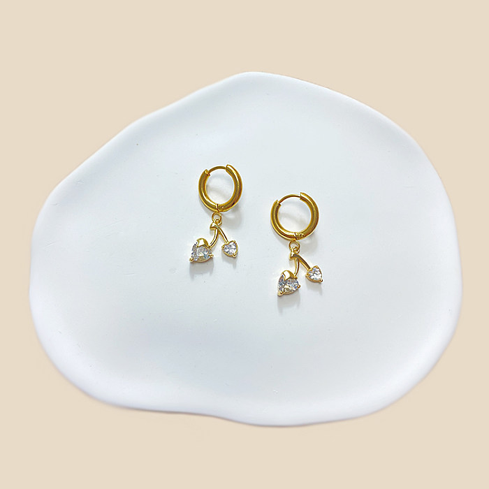 1 Pair Vintage Style Sun Star Moon Plating Inlay Stainless Steel  Gem Rhinestones Zircon Gold Plated Drop Earrings