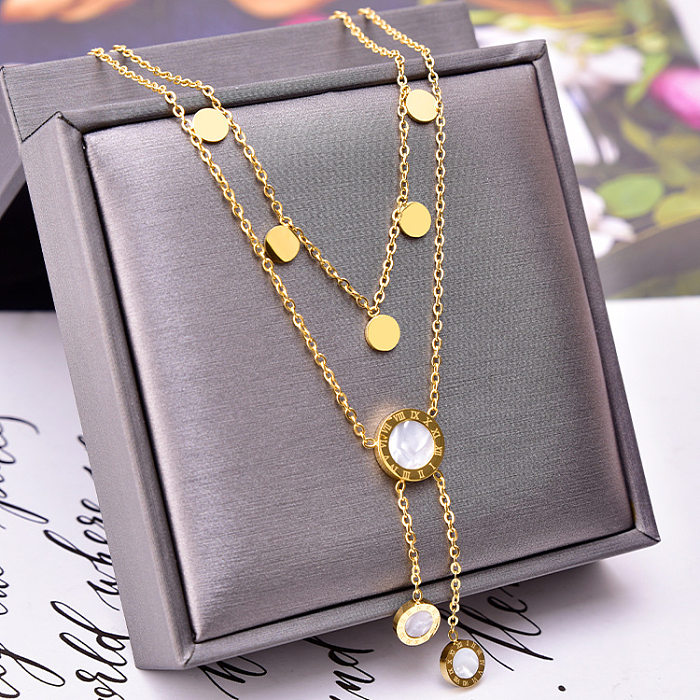 Fashion Geometric Stainless Steel Plating Shell Necklace