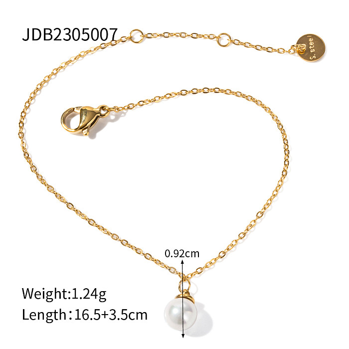 Lady Pearl Stainless Steel  Plating Inlay Artificial Pearls 18K Gold Plated Pendant Necklace