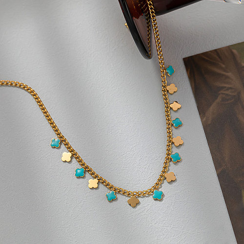 Classic Style Flower Stainless Steel Plating Necklace