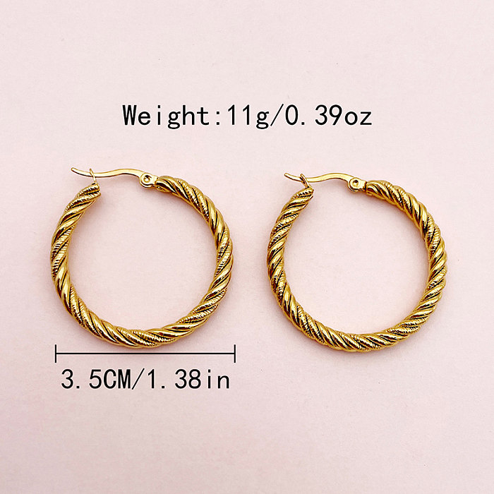 1 Pair Elegant Commute Round Plating Stainless Steel  Gold Plated Ear Studs