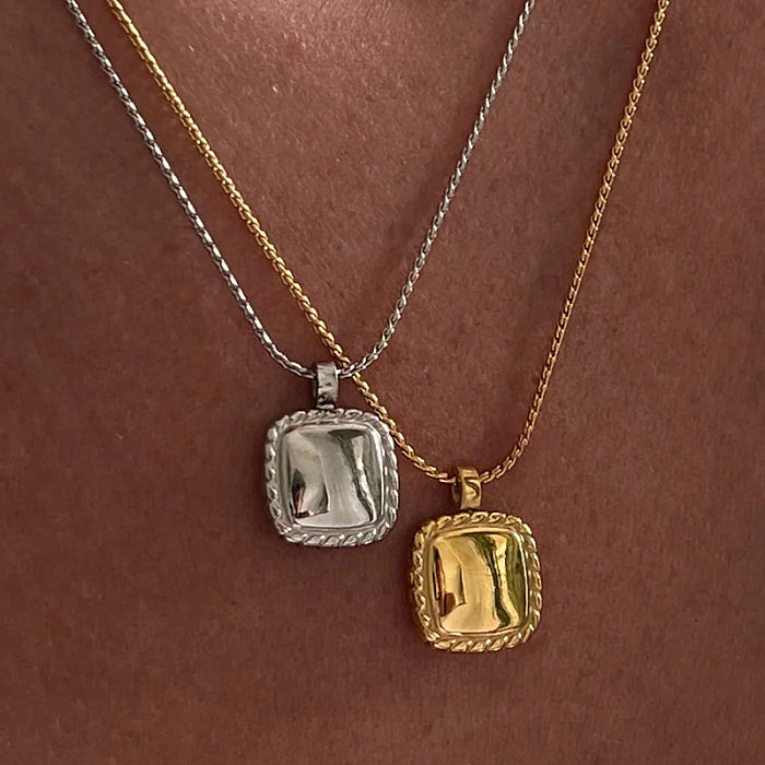 Simple Style Square Stainless Steel  Plating 18K Gold Plated Pendant Necklace
