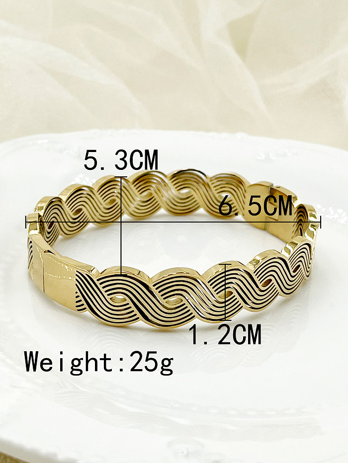 Elegant Twist Stainless Steel Titanium Steel Plating Gold Plated Bangle