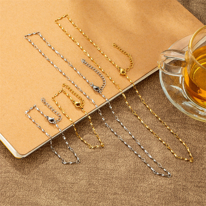 Casual estilo simples estilo clássico cor sólida aço inoxidável polimento chapeamento banhado a ouro colar