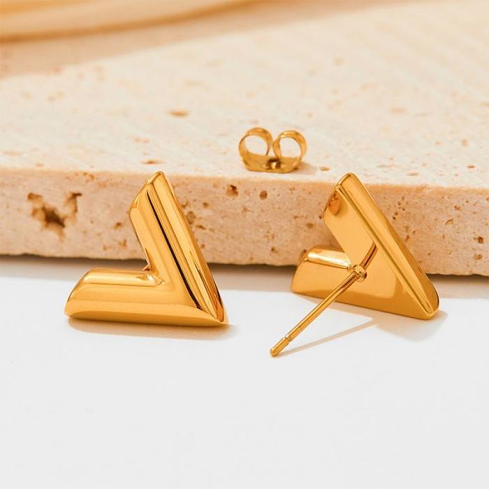 1 Pair IG Style Commute Letter Plating Hollow Out Stainless Steel  18K Gold Plated Ear Studs