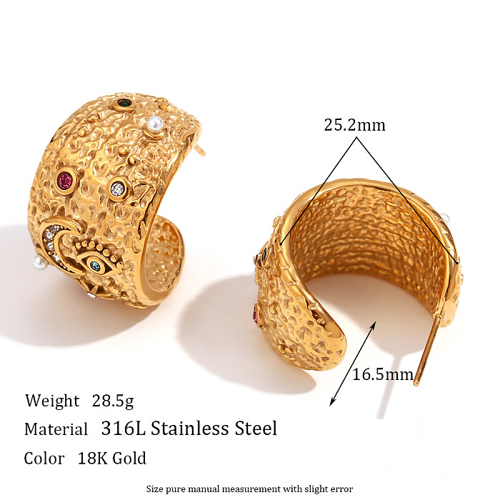 1 Pair Simple Style Classic Style Solid Color Plating Stainless Steel  Rhinestones 18K Gold Plated Ear Studs