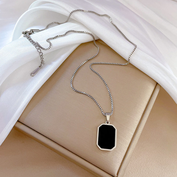 Wholesale Simple Style Square Stainless Steel Pendant Necklace