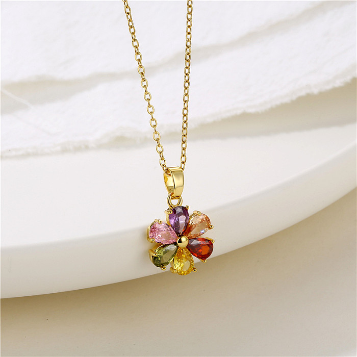 1 Piece Shiny Angel Peacock Butterfly Stainless Steel  Stainless Steel Inlay Zircon Pendant Necklace