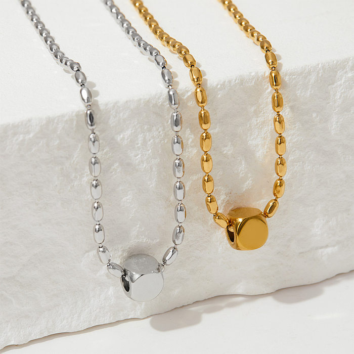Collar largo chapado en oro chapado en acero inoxidable de color sólido estilo simple informal