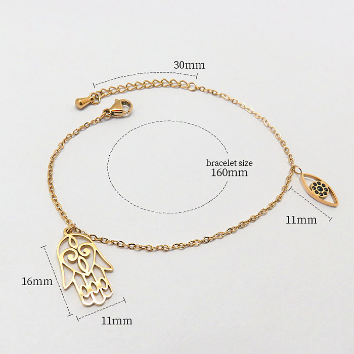 Simple Style Classic Style Palm Infinity Pineapple Stainless Steel Inlay Zircon Bracelets