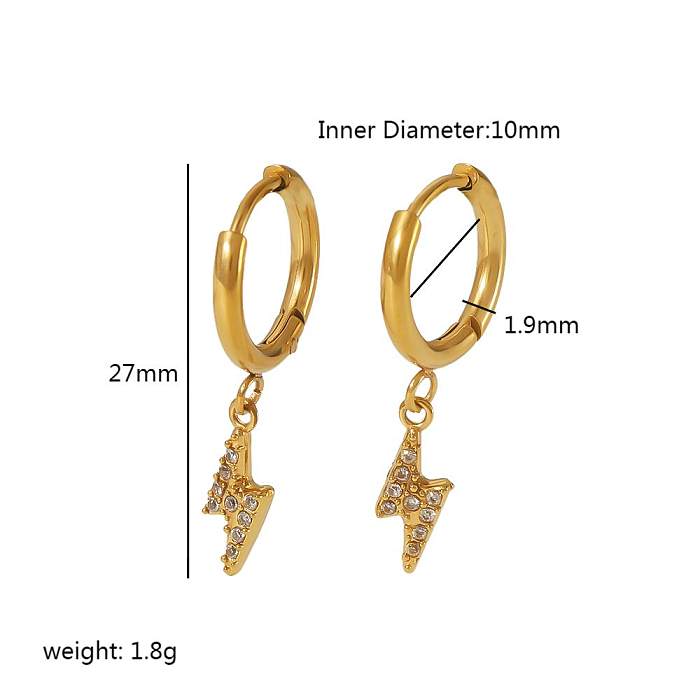 1 Pair Streetwear Star Snake Butterfly Polishing Plating Inlay Stainless Steel  Zircon 18K Gold Plated Drop Earrings