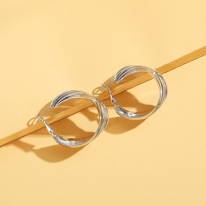 1 Pair Vintage Style Circle Stainless Steel Plating 18K Gold Plated Silver Plated Hoop Earrings