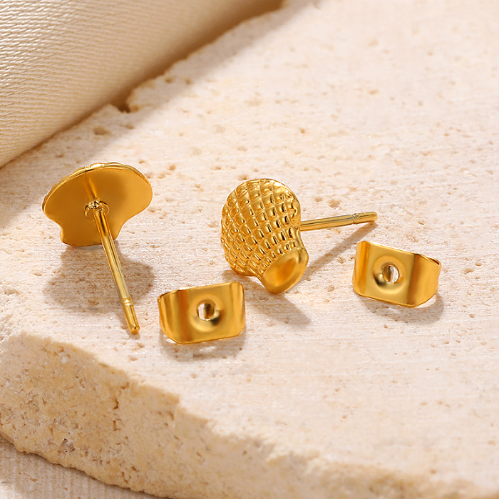 1 Pair Vintage Style Simple Style Shell Plating Stainless Steel  18K Gold Plated Ear Studs