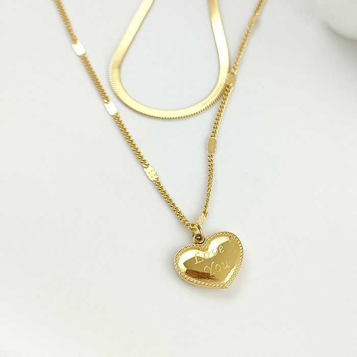 Fashion Letter Heart Shape Flower Stainless Steel Plating Necklace 1 Piece