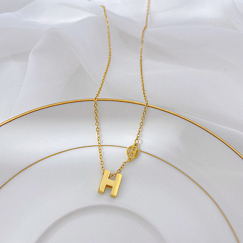 IG Style Letter Stainless Steel Plating 18K Gold Plated Necklace