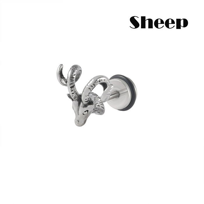 Brincos de cartilagem banhados a ouro, estilo simples, coelho, gado, ovelha, aço inoxidável, 1 peça