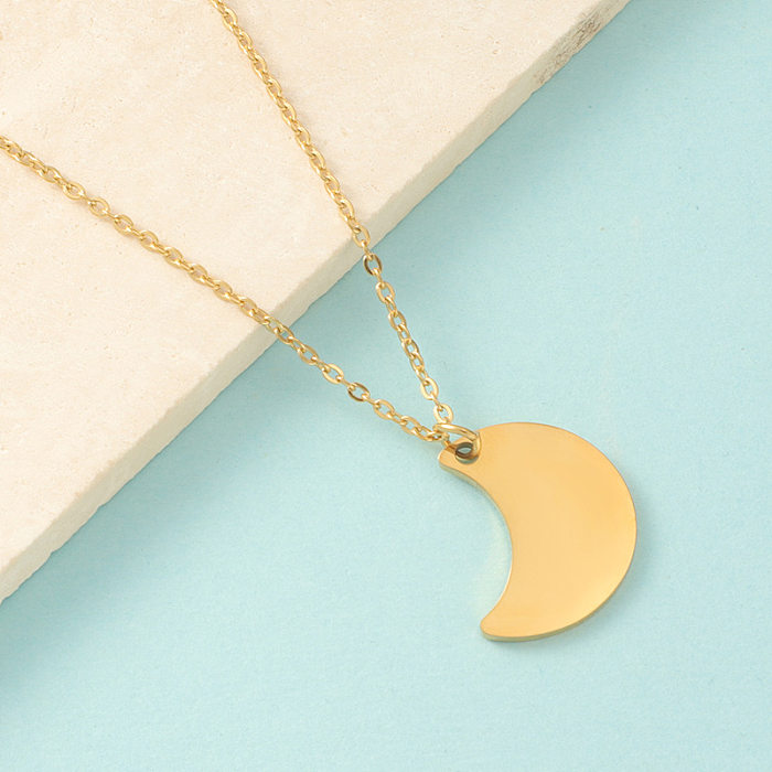 Basic Lady Modern Style Moon Stainless Steel  Pendant Necklace In Bulk