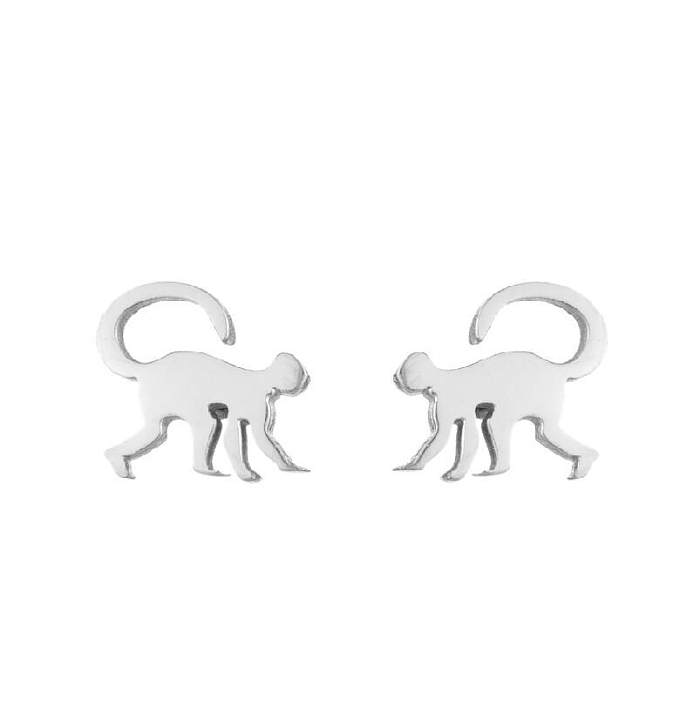 1 paire de clous d'oreilles plaqués en acier inoxydable, animaux à la mode