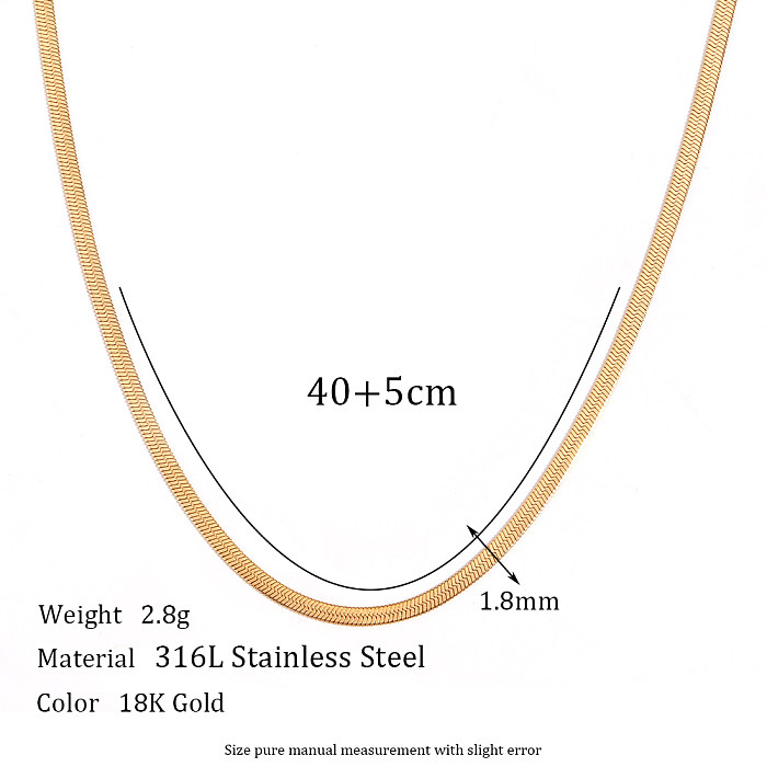 Einfache, klassische Halskette mit einfarbiger Edelstahlbeschichtung und 18-Karat-Vergoldung