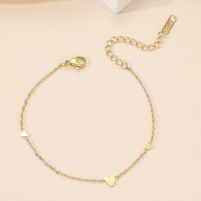 Elegant Romantic Heart Shape Titanium Steel Polishing Plating 18K Gold Plated Bracelets