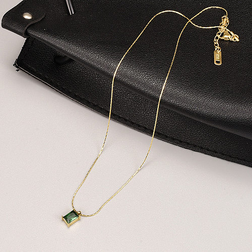 1 Piece Fashion Square Stainless Steel Plating Inlay Zircon Pendant Necklace