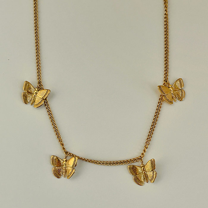 Großhandel Halskette aus Edelstahl mit Schmetterlingen im feenhaften Stil