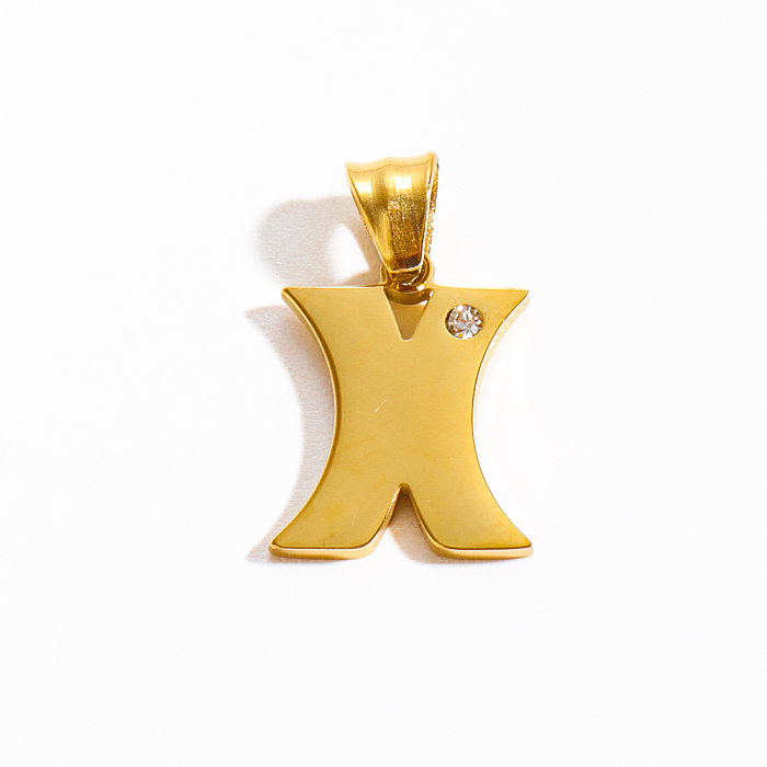 Simple Style Classic Style Letter Stainless Steel  Stainless Steel Plating Inlay Zircon 18K Gold Plated Necklace Pendant