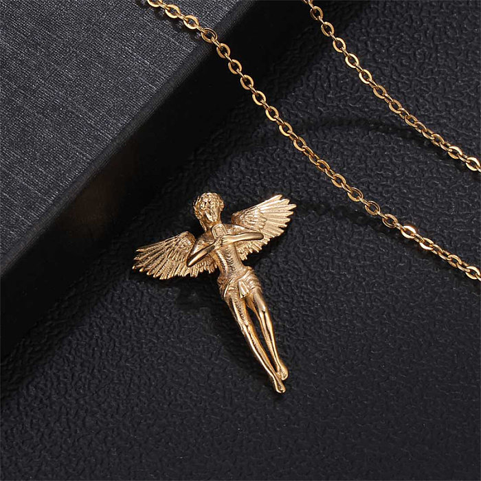 Simple Style Angel Stainless Steel  Polishing Pendant Necklace