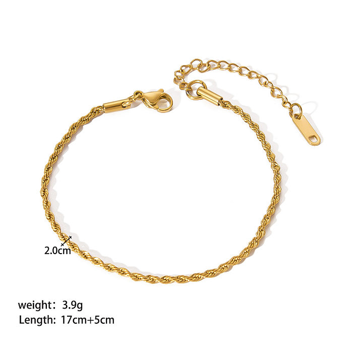 IG Style Modern Style Solid Color Stainless Steel Plating 18K Gold Plated Bracelets