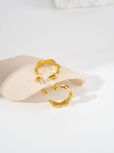 1 par de estilo moderno artístico comute C forma chapeamento de aço inoxidável brincos banhados a ouro