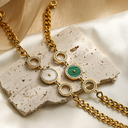 Pulseiras de zircão banhadas a ouro de aço titânio geométrico estilo romano streetwear a granel